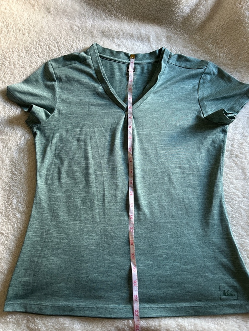 REI Women's Teal Heather V-Neck Short Sleeve Tee - Picture 6 of 6